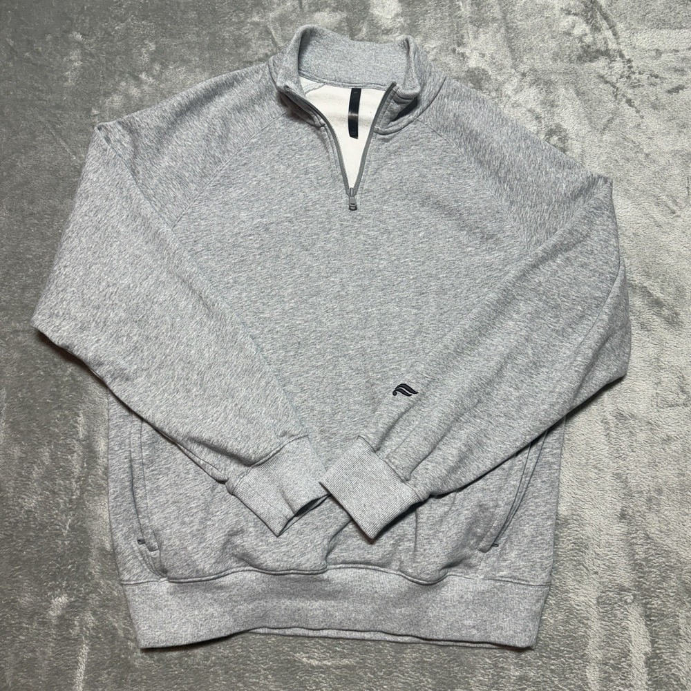 Fabletics‎ Men's Quarter Zip Long Sleeve Athletic Sweater Size Large Gray